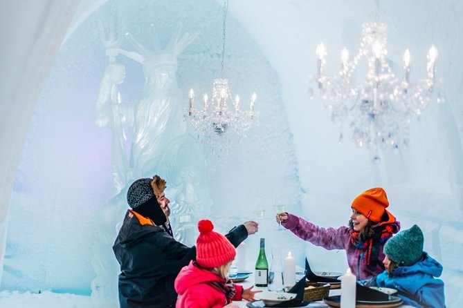 Arctic Snow Castle Visit with Lappish Dinner - Small Group Tour - Handmade carvings and the ice hotel rooms