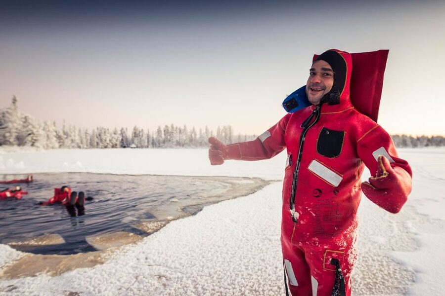 Daytime Ice Floating Rovaniemi, Frozen Lake Experience - What ice floating in Rovaniemi actually feels like