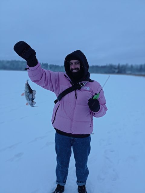 From Helsinki: Bodom Lake Ice Fishing with Food & Drinks - Meeting David outside Storyville