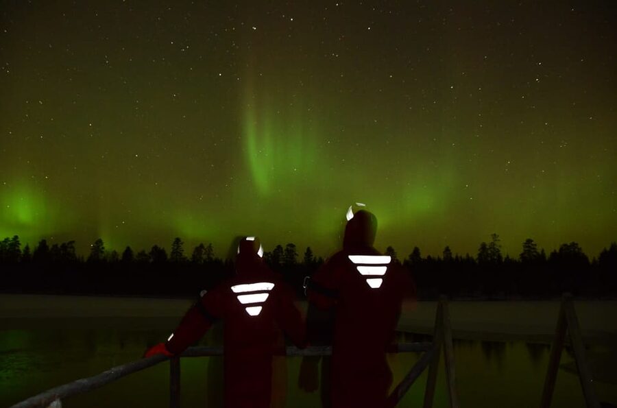 From Rovaniemi: Ice Floating under Aurora Borealis - Getting ready in winter clothing and the rescue suit