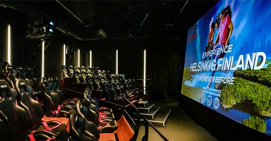 Helsinki: 4D Flying Cinema Tour of Helsinki Tickets - Entering the white wooden building