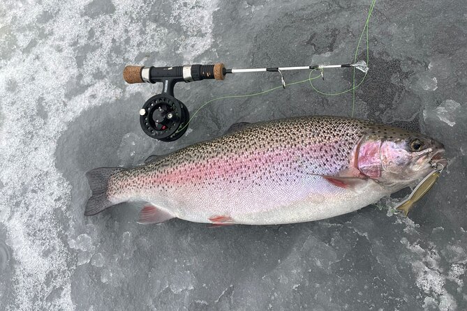 Ice fishing experience - Snowshoes, snowy paths, and a sledding hill