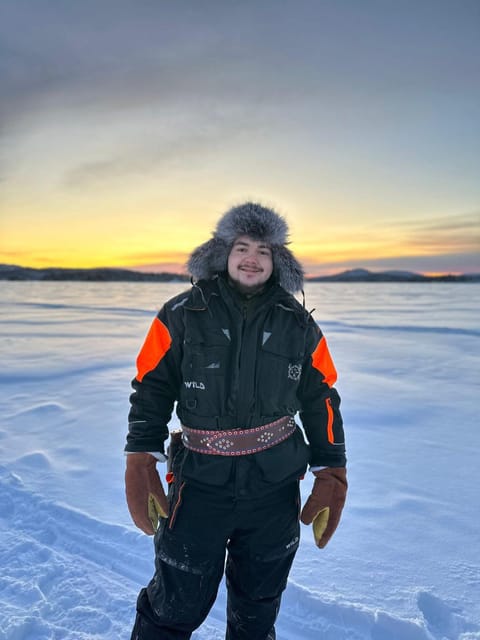 Ivalo: Ice Fishing Tour to Lake Inari, Reindeers & Lunch - A private island with reindeer and Perro the dog