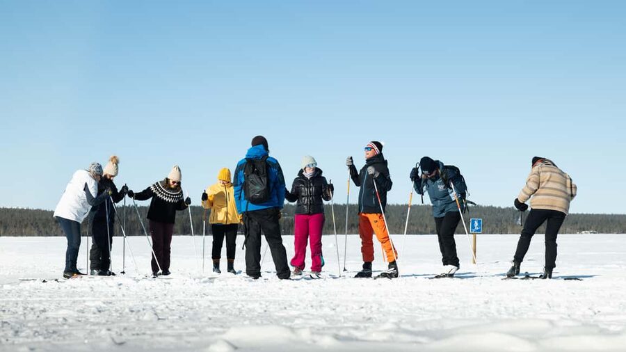 Kittilä: Lapland Levi Cross-country Skiing for Beginners - The first lesson: learning skis, boots, and poles