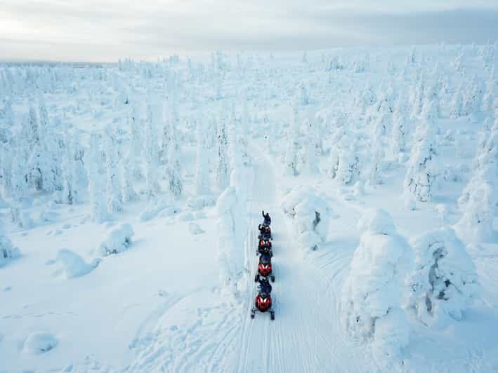 Levi: Easy Snowmobile Safari into the Nature - Following forest tracks and frozen lakes