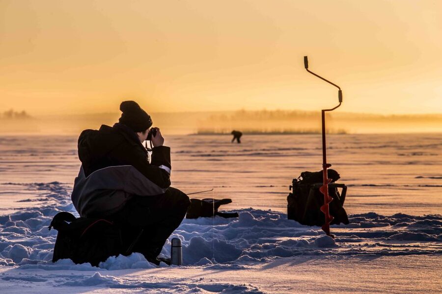 Levi: Ice Fishing on a Frozen Lake - Learning the basics of ice fishing