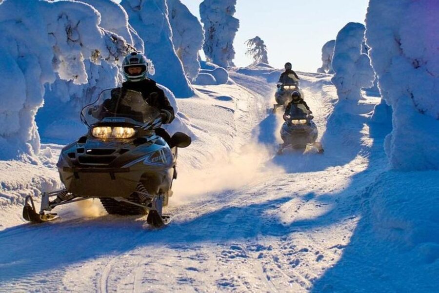 Levi: Lapland Family Snowmobile Safari - Leaving Levi for a snowy ride