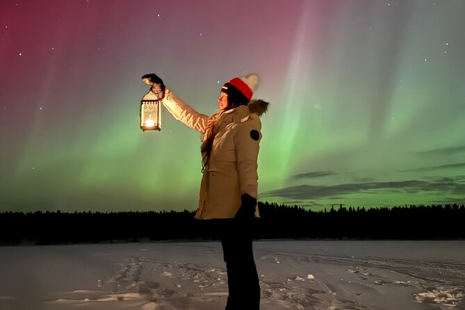 Northern Lights Adventure in the Wild with Campfire Treats - Watching the sky from reindeer hides
