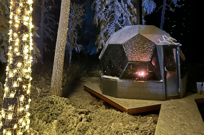 PRIVATE Party dinner in a Glass Igloo Under Northern Lights - Snow scooters on the frozen lake