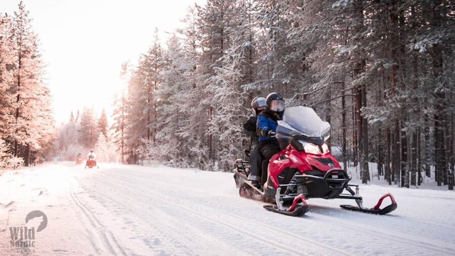 Rovaniemi: Easy Snowmobile Safari - Children in the guides sled