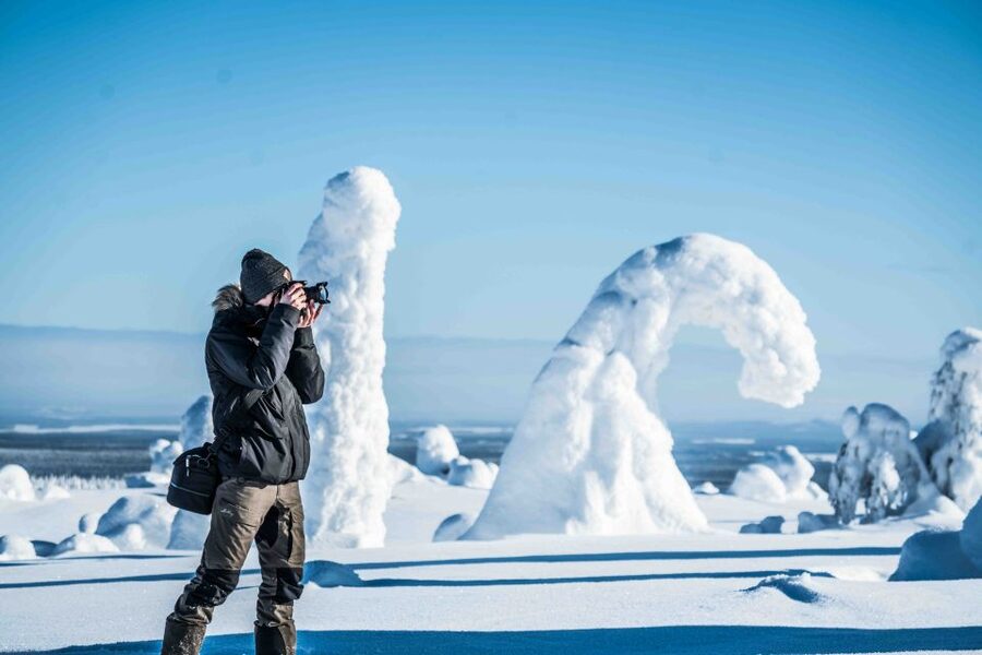 Rovaniemi: Riisitunturi National Park with Pro Photos & BBQ - Walking beneath Riisitunturi’s snow-covered trees