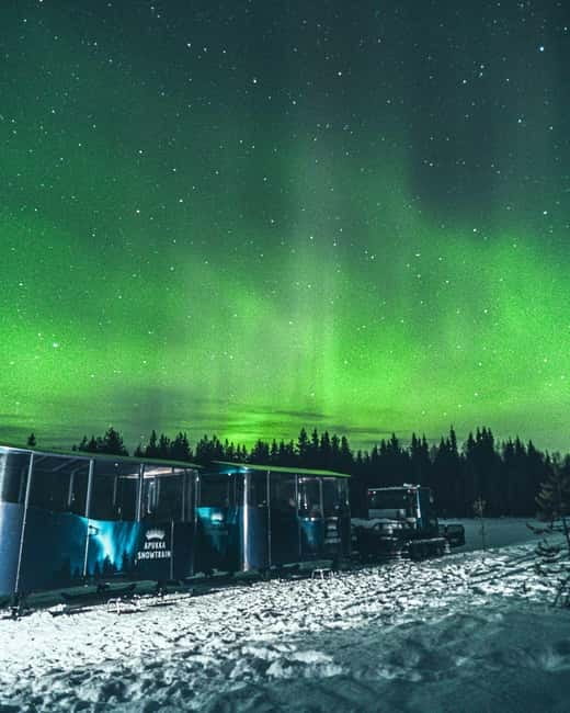 Rovaniemi: Snowtrain to Northern Lights Camp - Riding through the dark Lappish forest