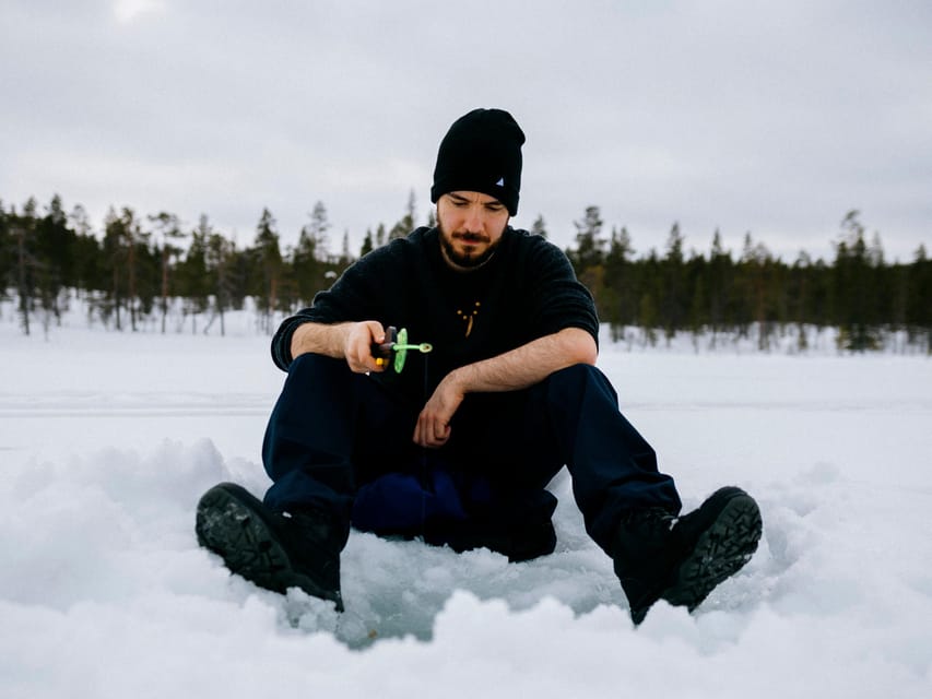 Saariselkä: Ice Fishing Adventure - Learning to drill through thick lake ice