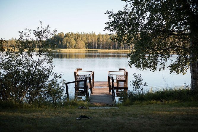 Traditional Lappish evening in the wilderness with dinner - Smoked salmon by the open fire