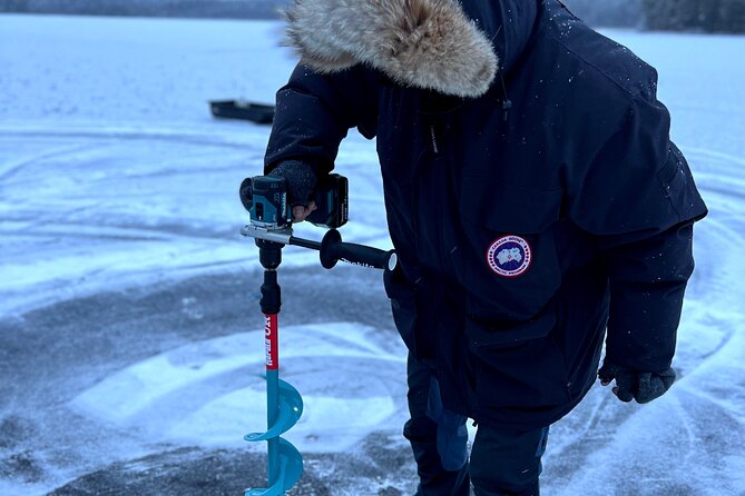 VIP Ice Fishing "ICEBREAKER" Lunch in Glass Igloo - Ice fishing on a quiet frozen lake